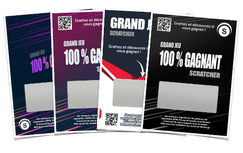 L portrait scratch-off tickets feature a rectangular scratch-off area on 70x104mm portrait cards to conceal your chosen hidden messages. Various customizations are available.