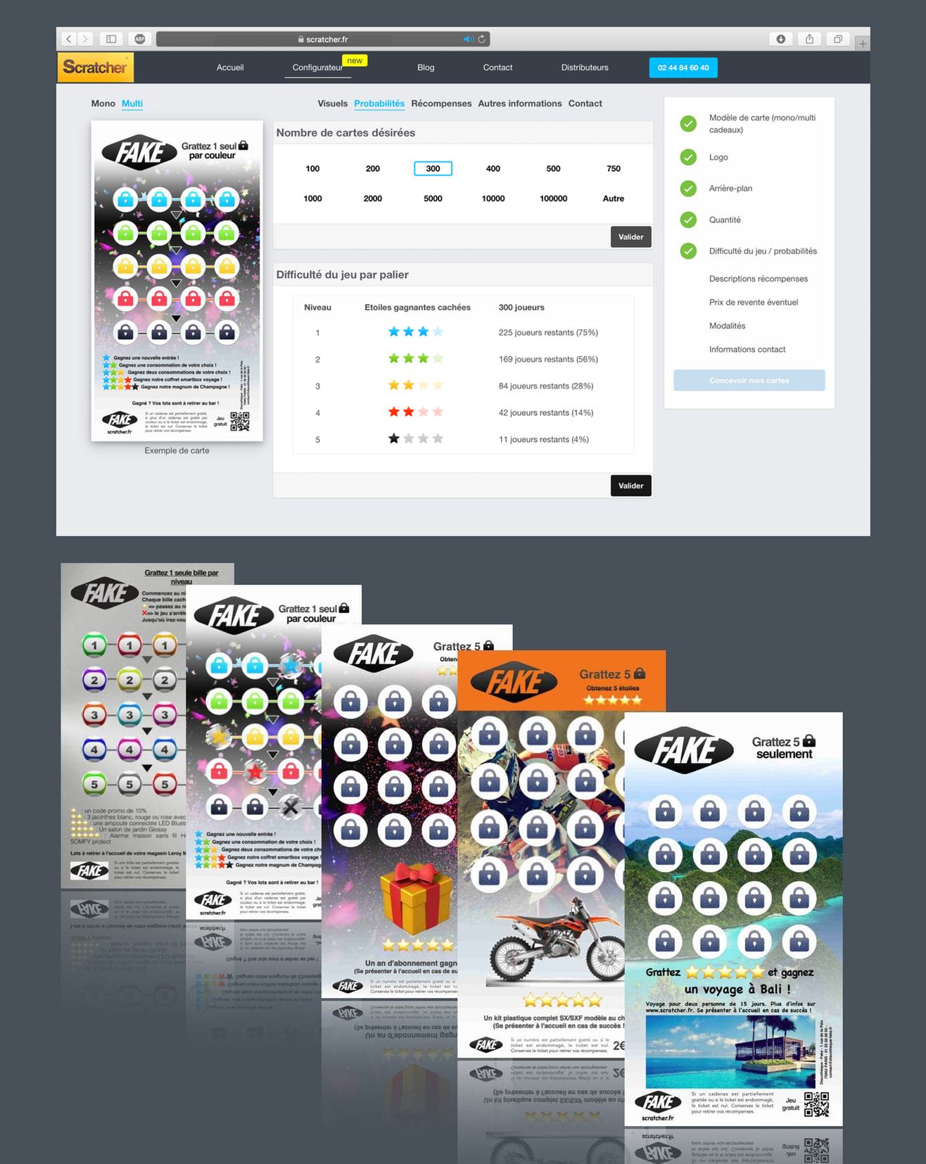 You have a ticket containing 20 scratch locks, and you must scratch only 5. If you discover the 5 stars, congratulations: you have won the jackpot, and you are the only one out of 1000 potential winners statistically! You have a ticket containing 20 scratch locks, and you must scratch only 5. If you discover the 5 stars, congratulations: you have won the jackpot, and you are the only one out of 1000 potential winners statistically!