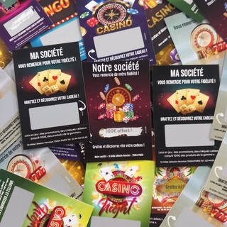 Les tickets à gratter sont un moyen efficace pour les casinos d'attirer de nouveaux clients et de fidéliser les clients existants. Vous pouvez offrir des avantages à gratter tels que des jetons offerts sur des machines, des consommations, des desserts... tout en offrant une expérience de jeu amusante et excitante. Les tickets à gratter sont un moyen efficace pour les casinos d'attirer de nouveaux clients et de fidéliser les clients existants. Vous pouvez offrir des avantages à gratter tels que des jetons offerts sur des machines, des consommations, des desserts... tout en offrant une expérience de jeu amusante et excitante.